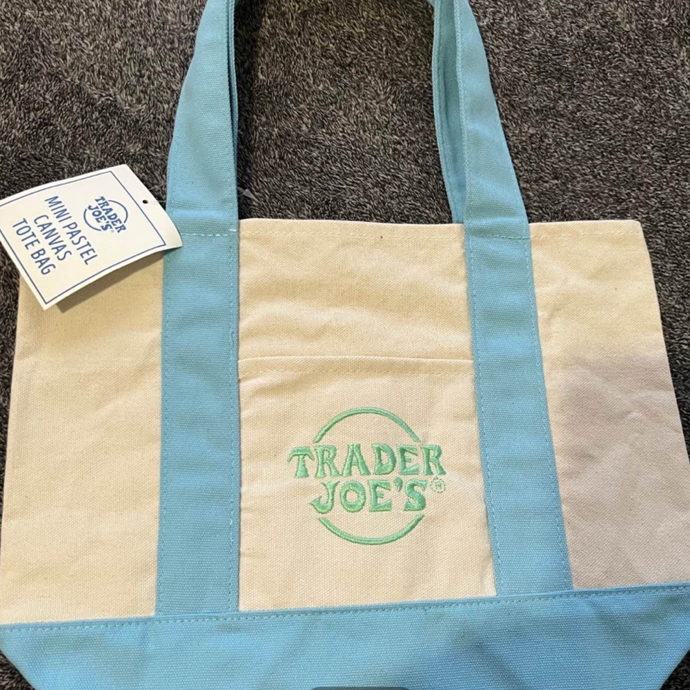 Trader Joe’s MINI canvas tote bag! Pastel blue